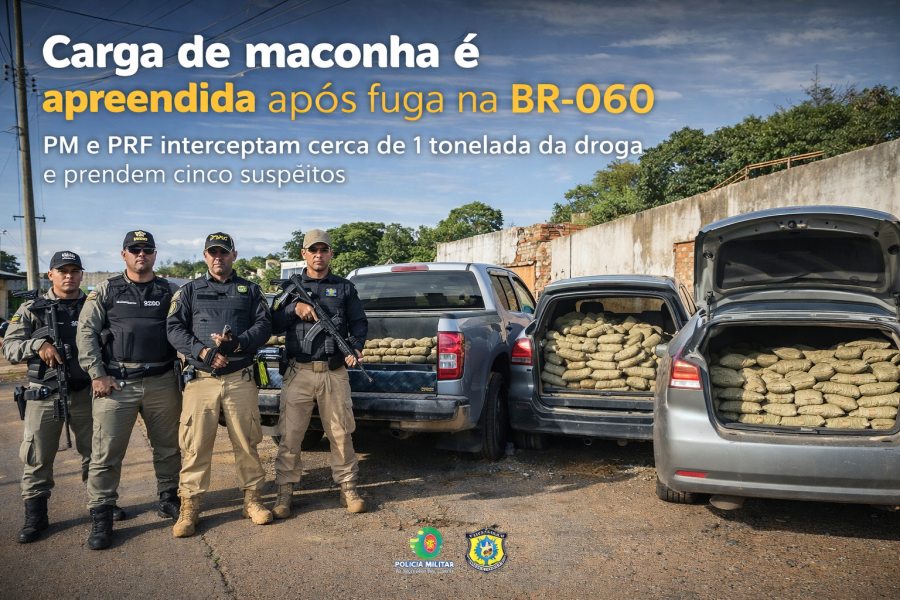 Carga de maconha é apreendida após fuga na BR-060