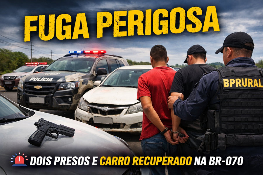 Perseguição termina com prisão e carro recuperado na BR-070