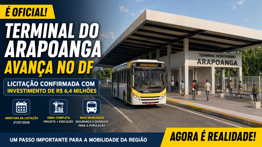 Terminal do Arapoanga avança com licitação de R$ 6,4 milhões e entra em fase decisiva