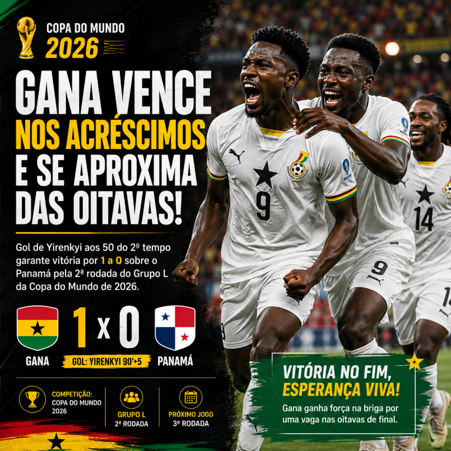 Gana vence o Panamá nos acréscimos e se aproxima das oitavas da Copa do Mundo 2026